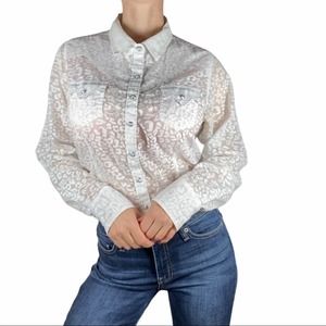 ARIAT Western Shirt White Sheer Snaps size Large